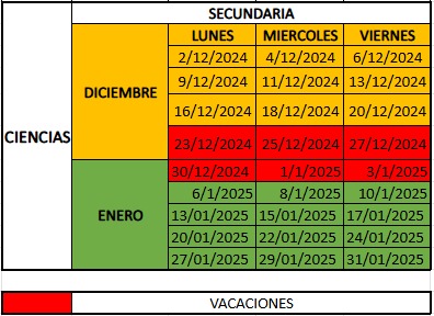 HOARIO DE CLASES